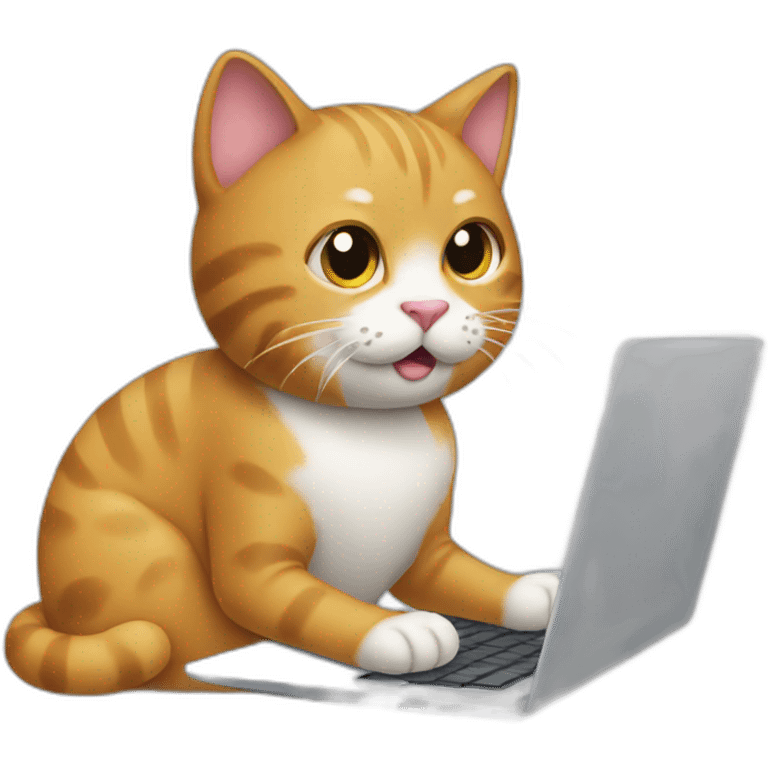 cat typing in laptop side view emoji