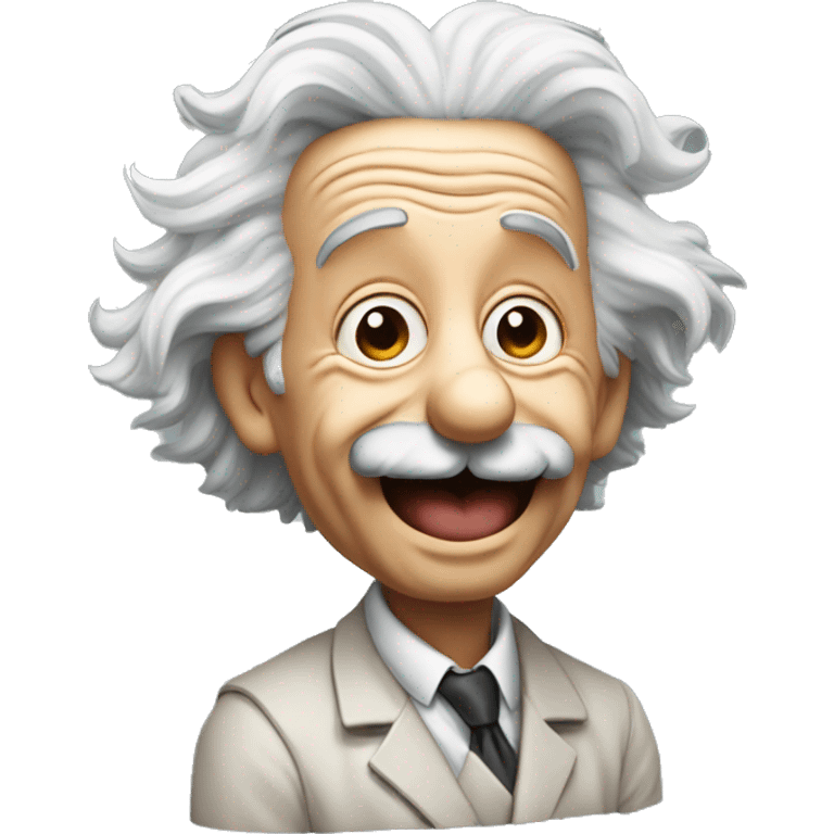 albert einstein with wawing hand and is happy emoji