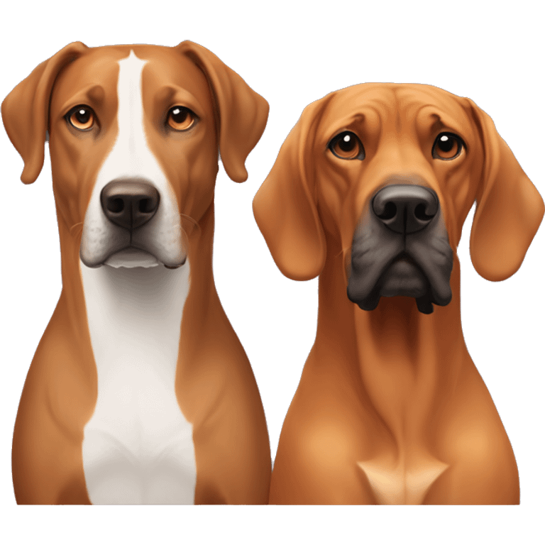 white male with long rainbow colored hair alongside a brown rhodesian ridgeback emoji