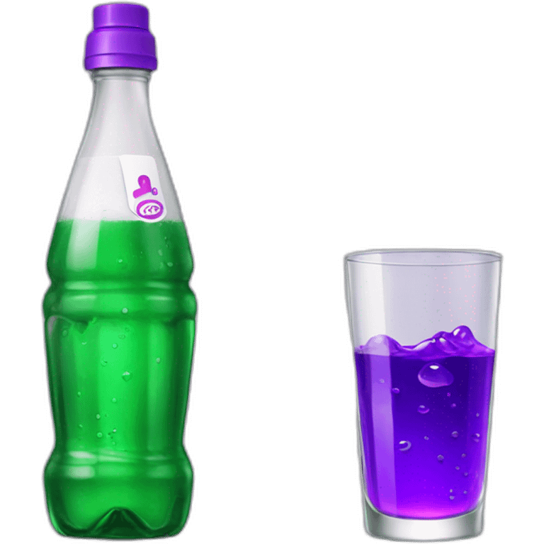 Bottle of sprite with purple liquid and glass inside emoji