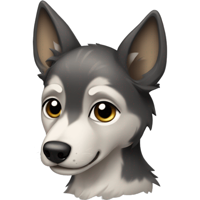 a wolf-like puppy with black hair on its ears emoji