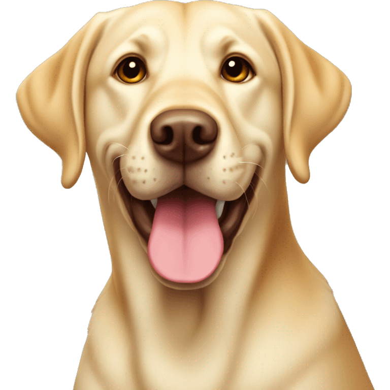 Yellow Labrador retriever with brownish red nose smiling  emoji