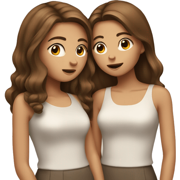 Two girls with brown hair gossiping  emoji