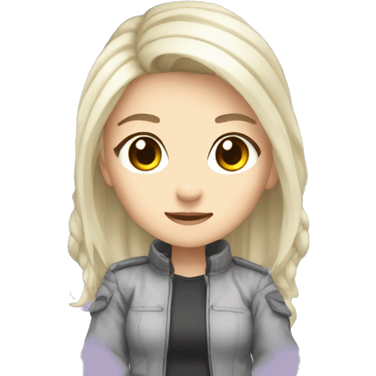 emoji for twitch, anime chibi-style, girl, ice ash blonde hair emoji