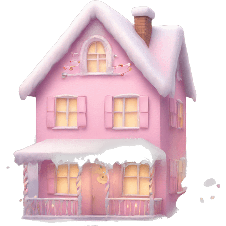 pink pastel house with design Christmas cute emoji