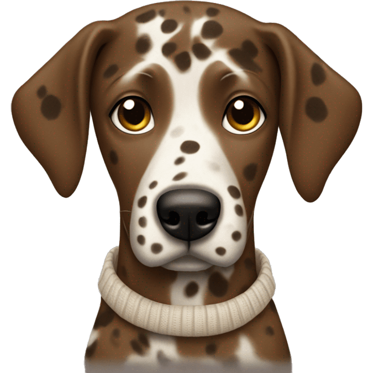 Brown Dalmatian wearing a sweater emoji