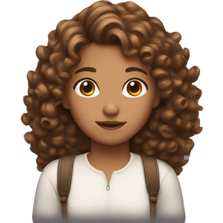 Girl with curly brown hair emoji