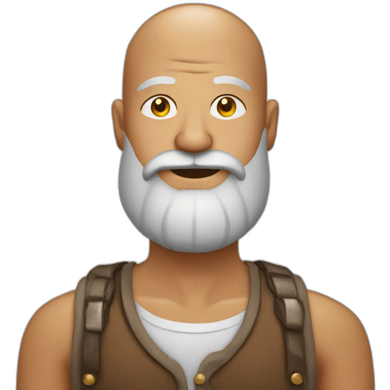 Shiny Bald man Indian with big grey beard emoji