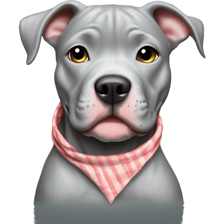 Solid Grey pitbull puppy wearing handkerchief emoji