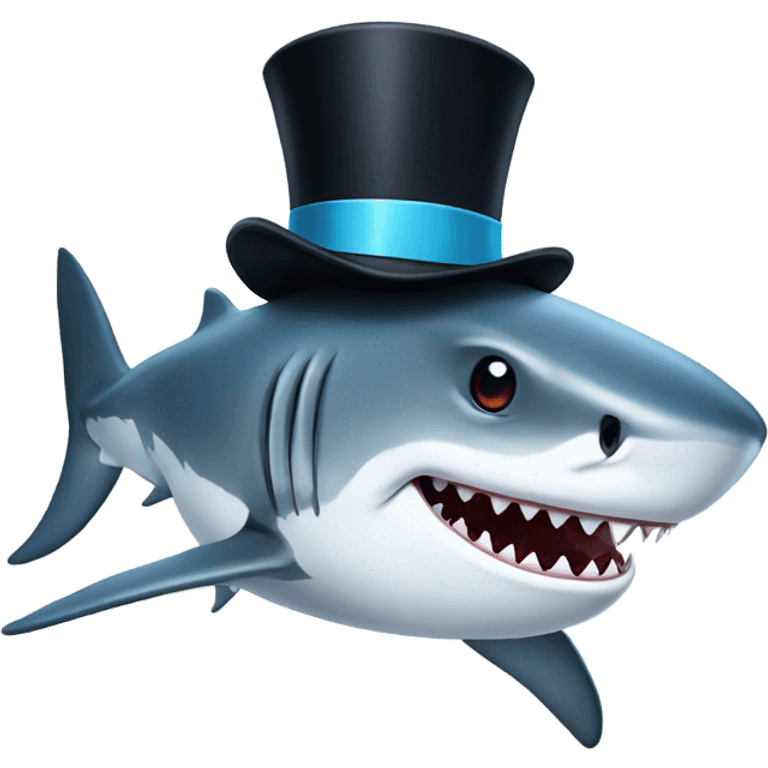 Shark with a top hat emoji