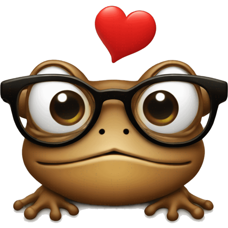 Brown frog in glasses with red hearts  emoji