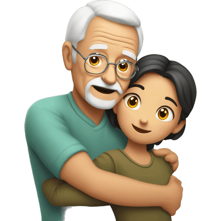 Grandpa huggings with girl emoji