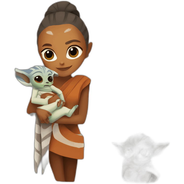 Ahsoka Tano holding baby yoda emoji