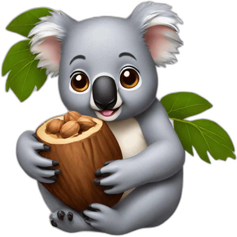 Koala eating a walnut emoji