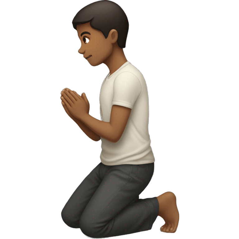 brunette boy kneeling praying  emoji