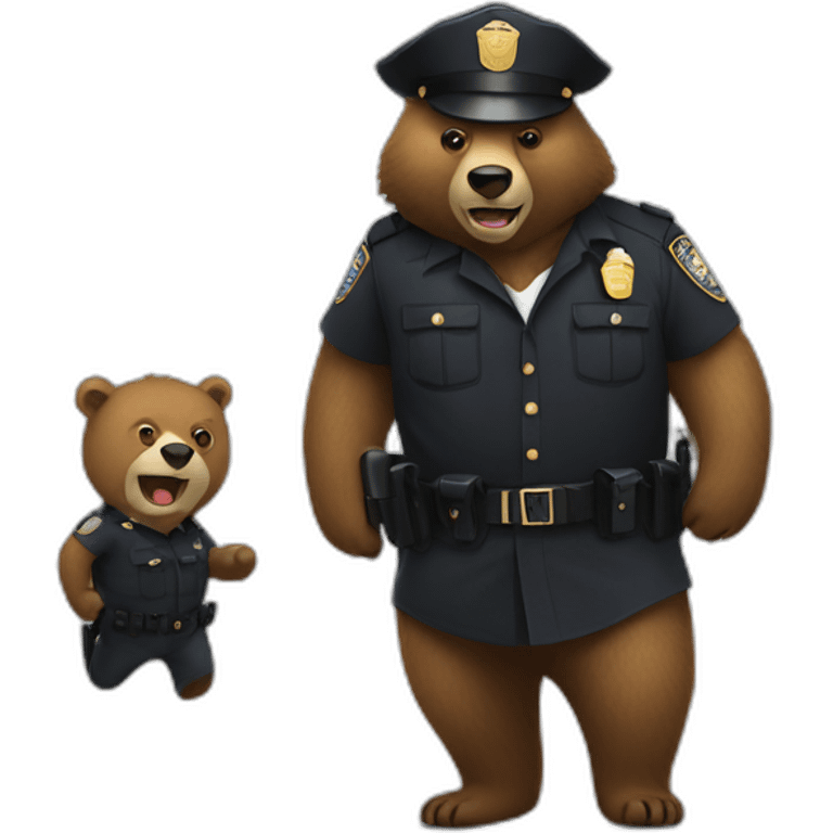 Bear cop arresting another bear emoji