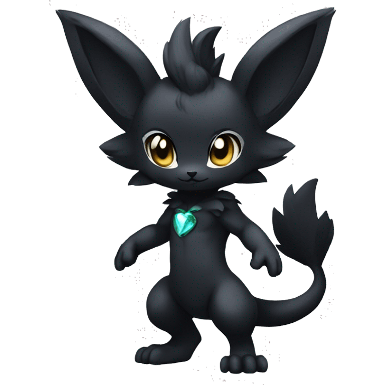 a anthro chibi-style black sparkle-Fakémon-hybrid full body emoji