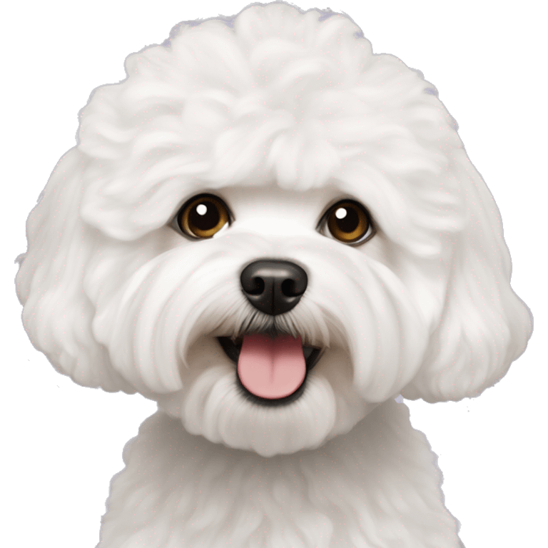 White maltipoo with big Afro emoji