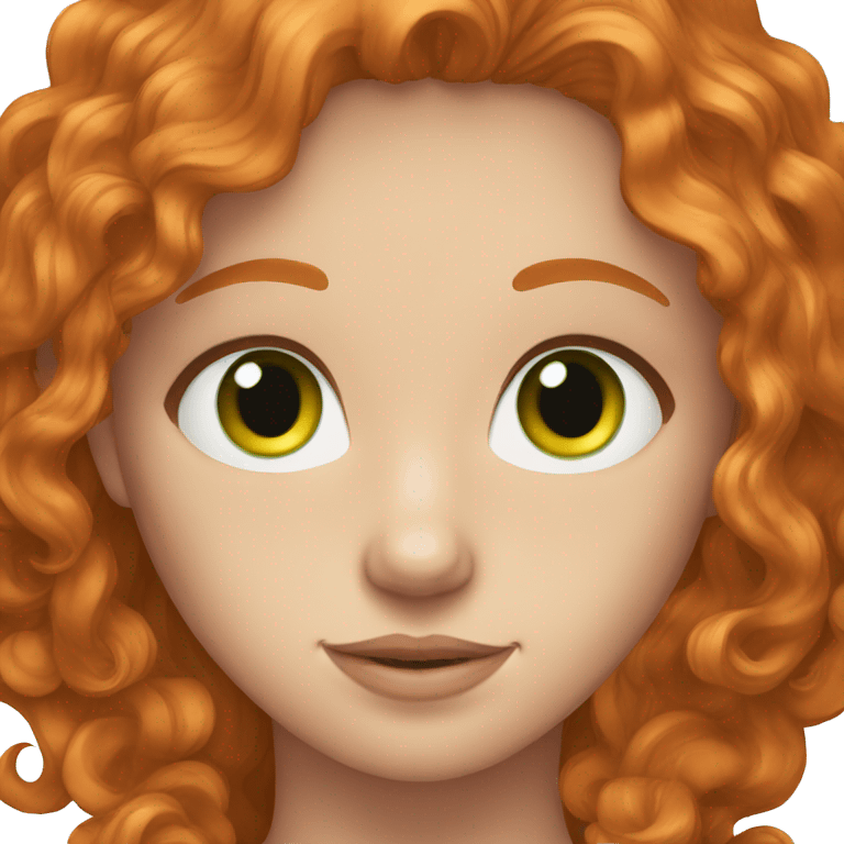 long ginger hair, green eyes, freckles emoji