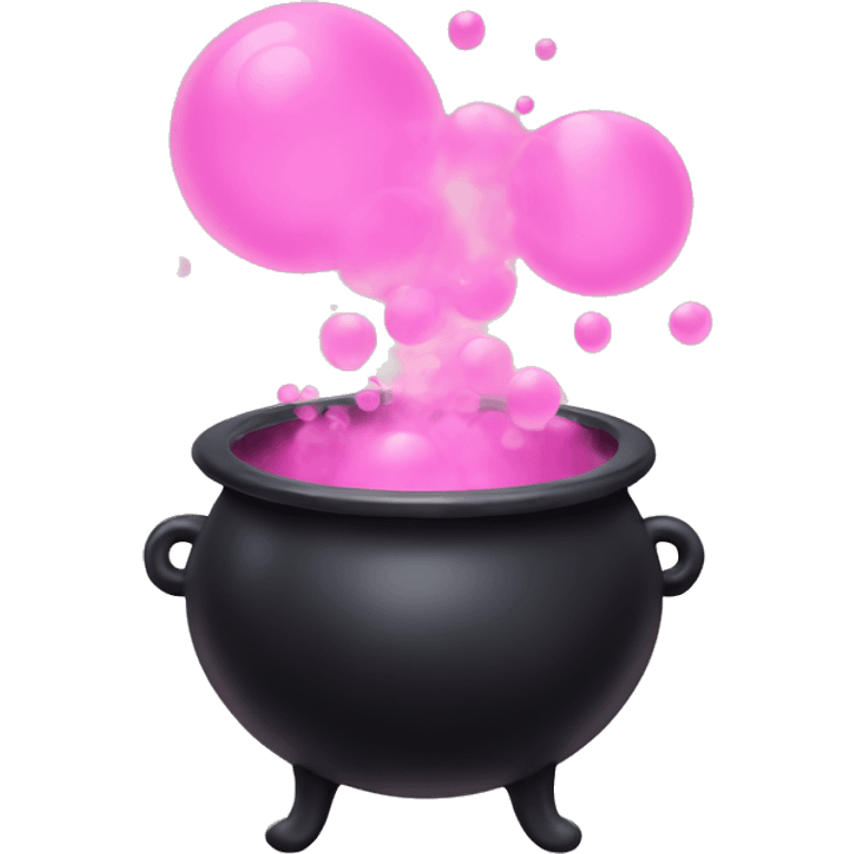 Black witches cauldron with pink bubbles coming out emoji