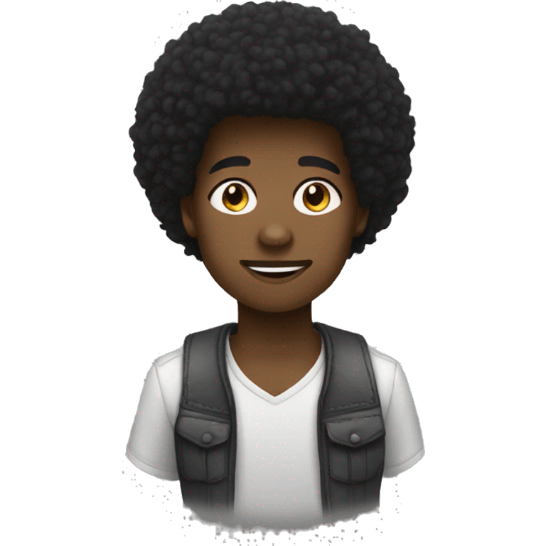 Garçon avec afro noir emoji