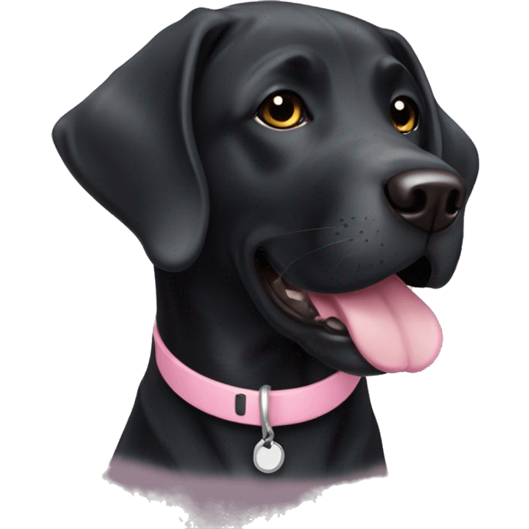 Black Labrador with light pink collar  emoji