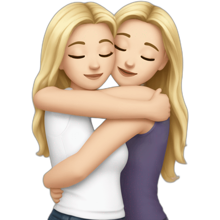 White Girl hugs white girl emoji