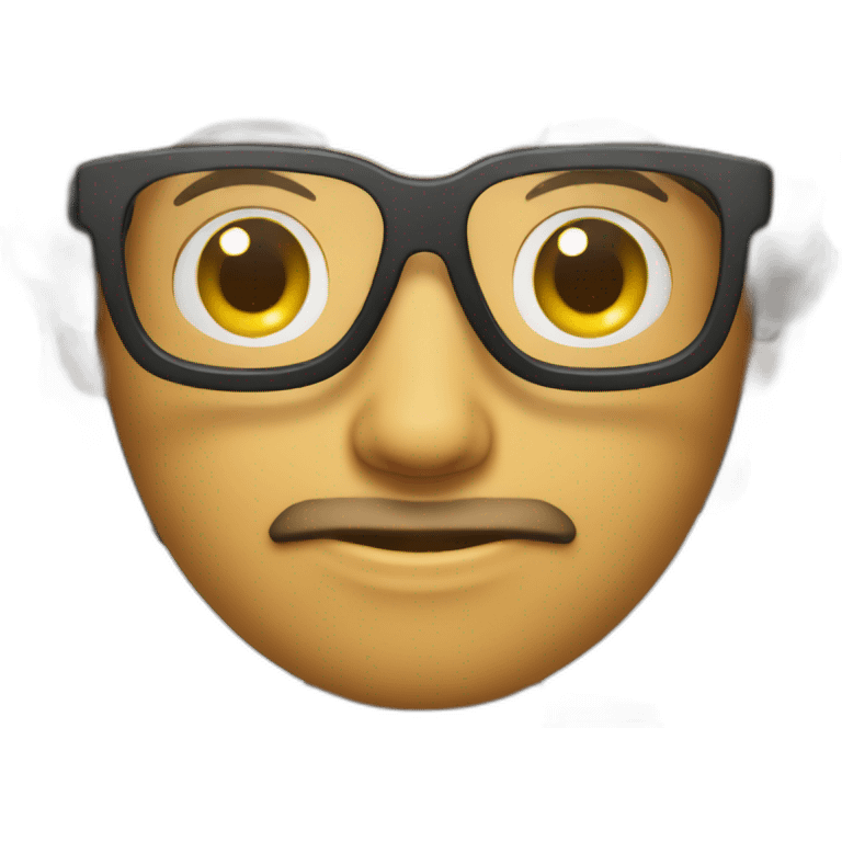 young boy with three day beard and square glasses on his computer as developer emoji