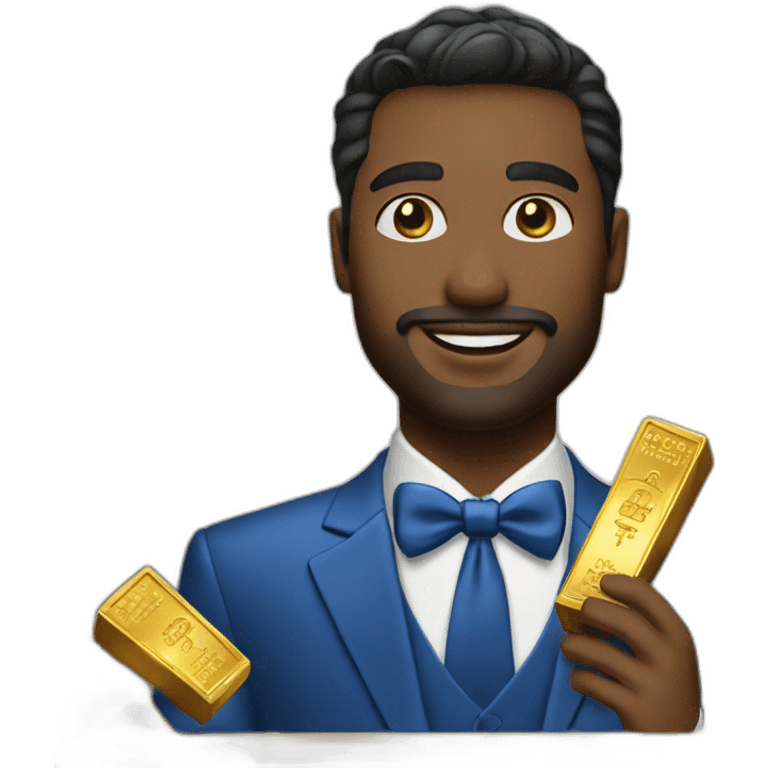 Posh-man-with-blue-suit-offering-goldbar emoji