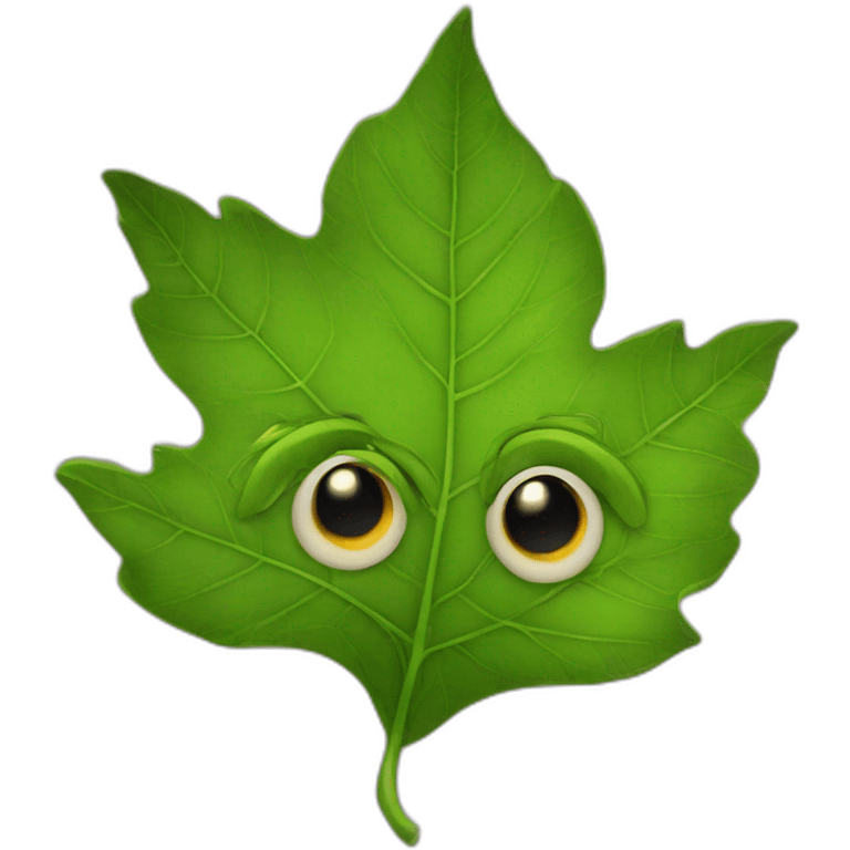 Leaf with eyes and mouth emoji