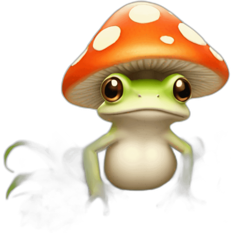 mushroom frog with flowers emoji