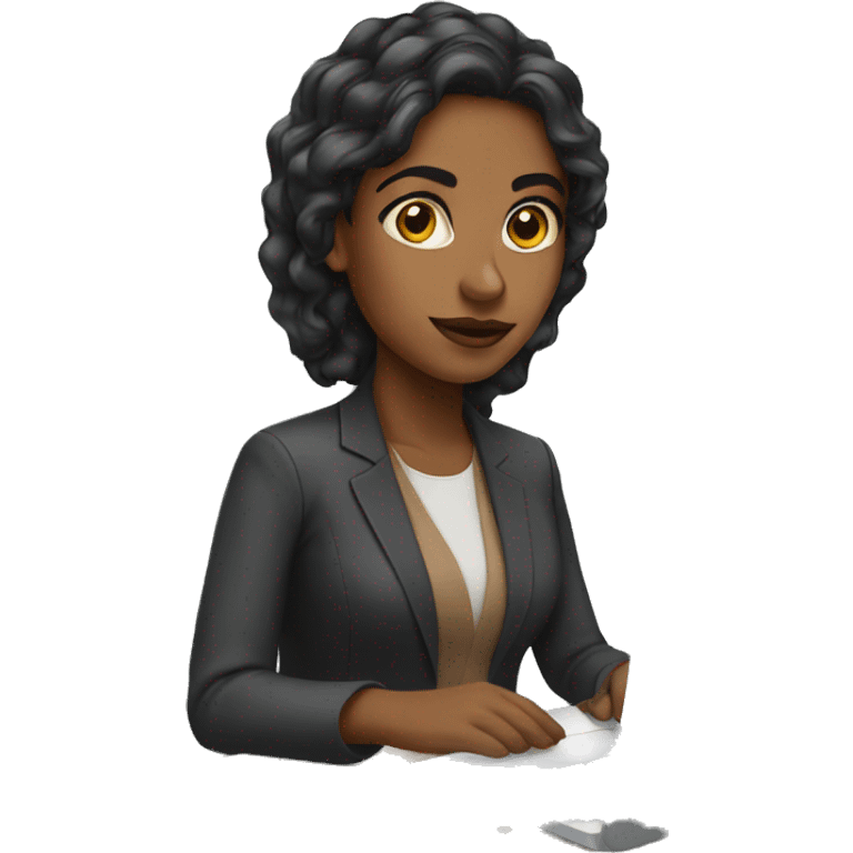 Brown girl working in office emoji