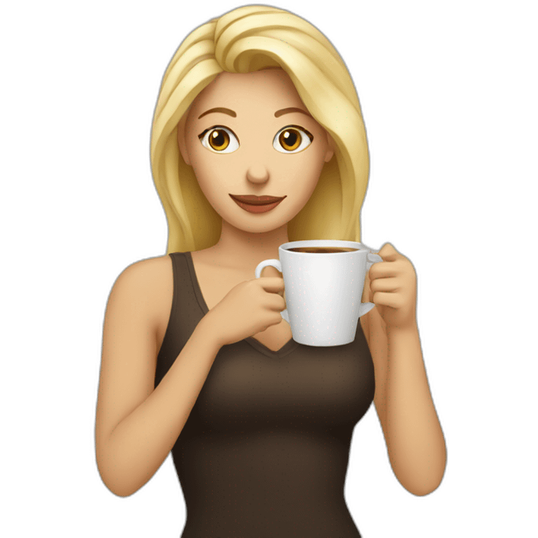 A blonde woman drinking coffee emoji