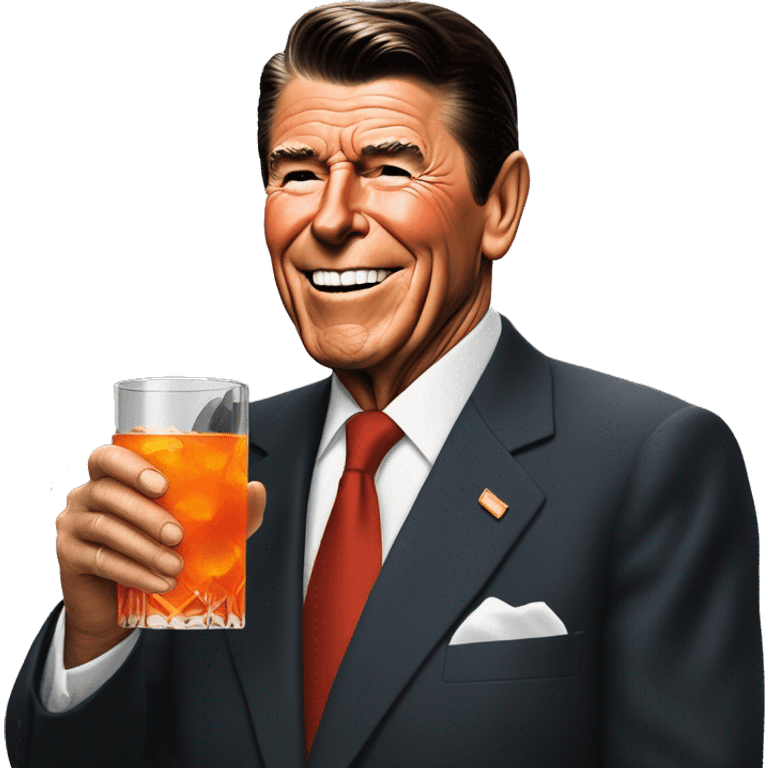 Ronald Reagan drinking an Aperol Spritz emoji