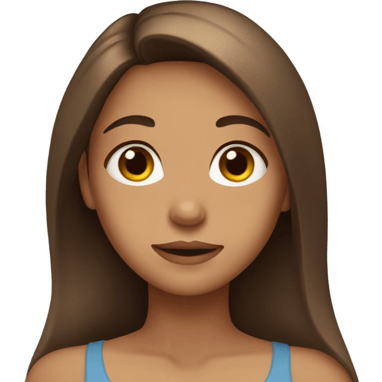 Girl with long brown hair and brown eyes emoji