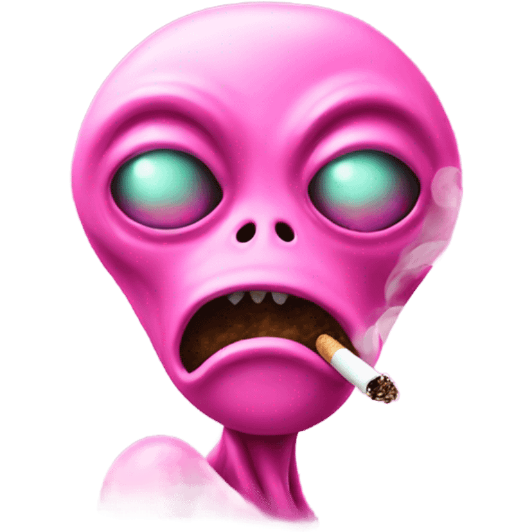 Pink alien smoking reefer emoji