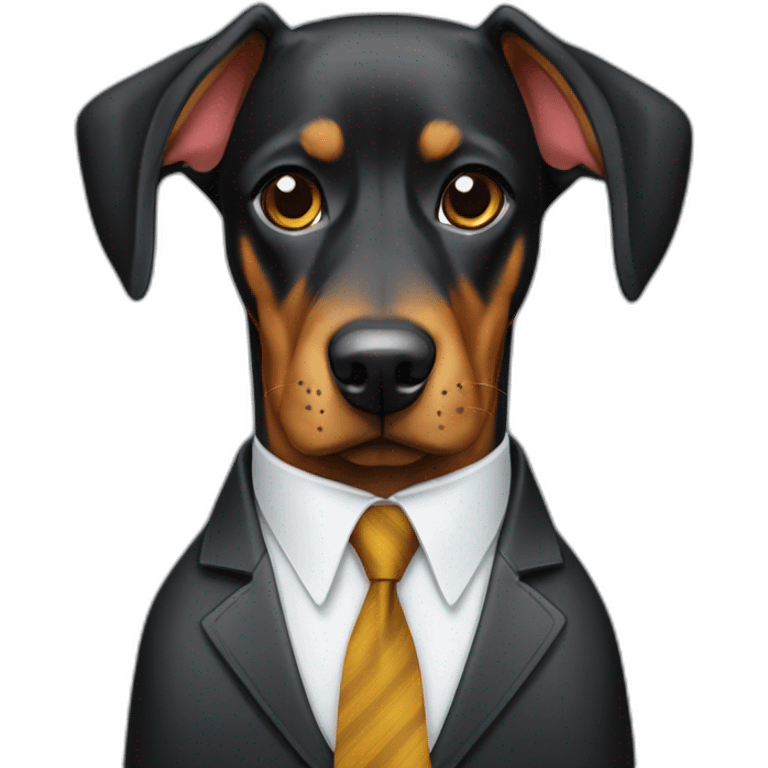 Doberdore dog (floppy ears) in tie and with briefcase  emoji