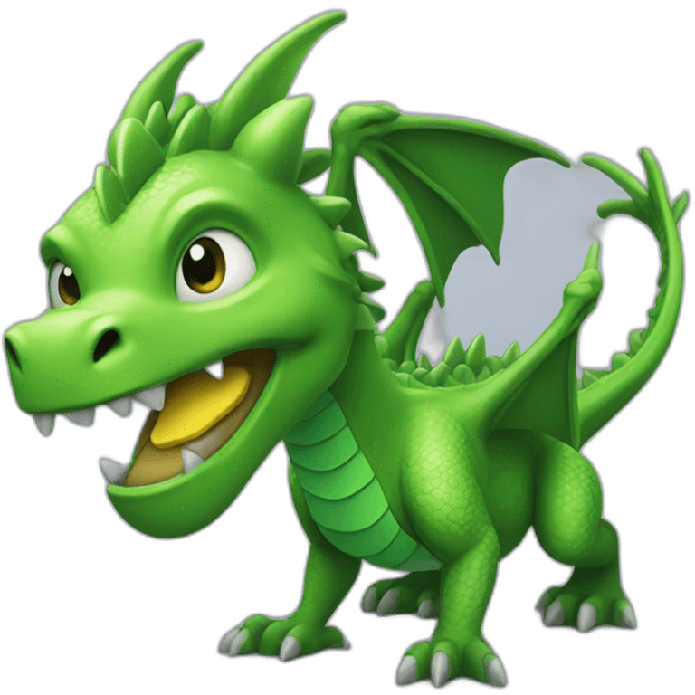 A green dragon who play video games emoji