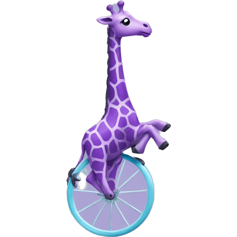 Purple giraffe riding a unicycle across the ocean emoji