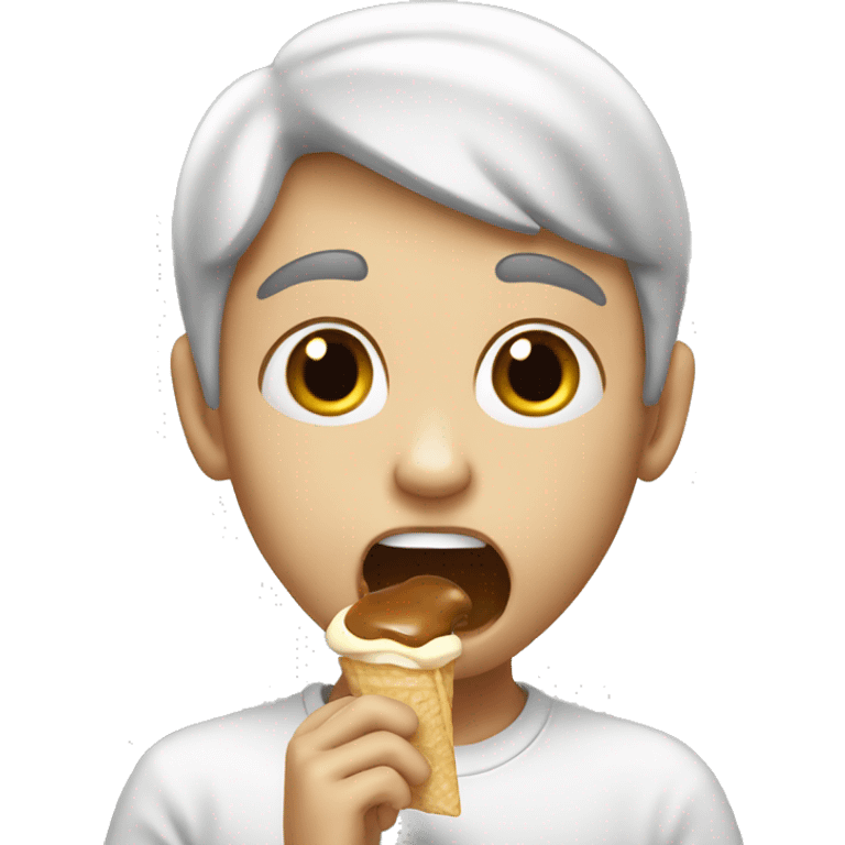 Real boy eating cream emoji