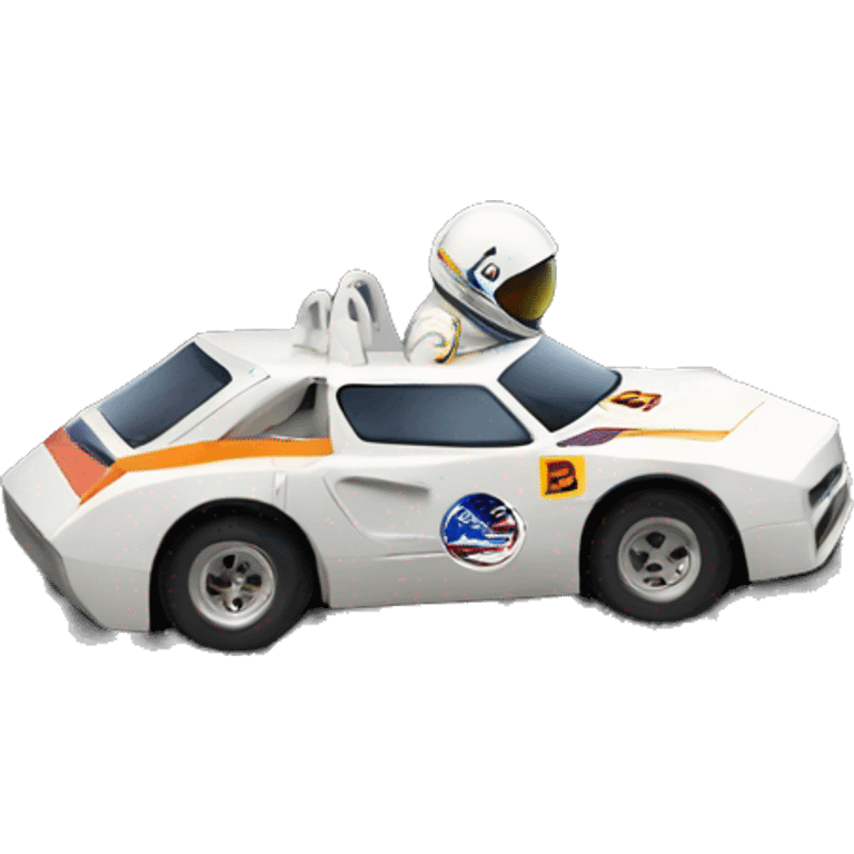 A race car on the moon emoji