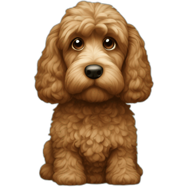 Brown Cockapoo doing maths emoji