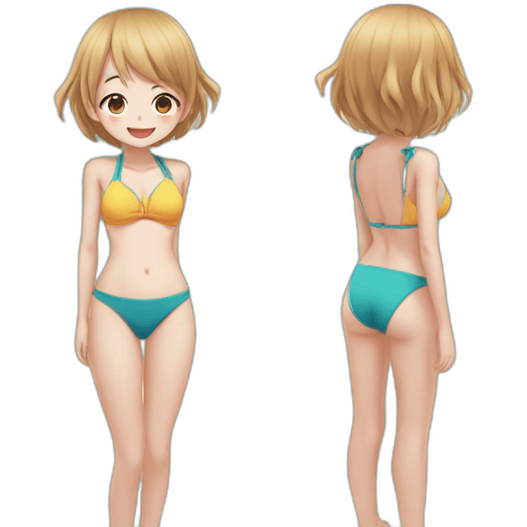 upperbody female young child light skin onepieceswimsuit backless back cute adorable sweet emoji