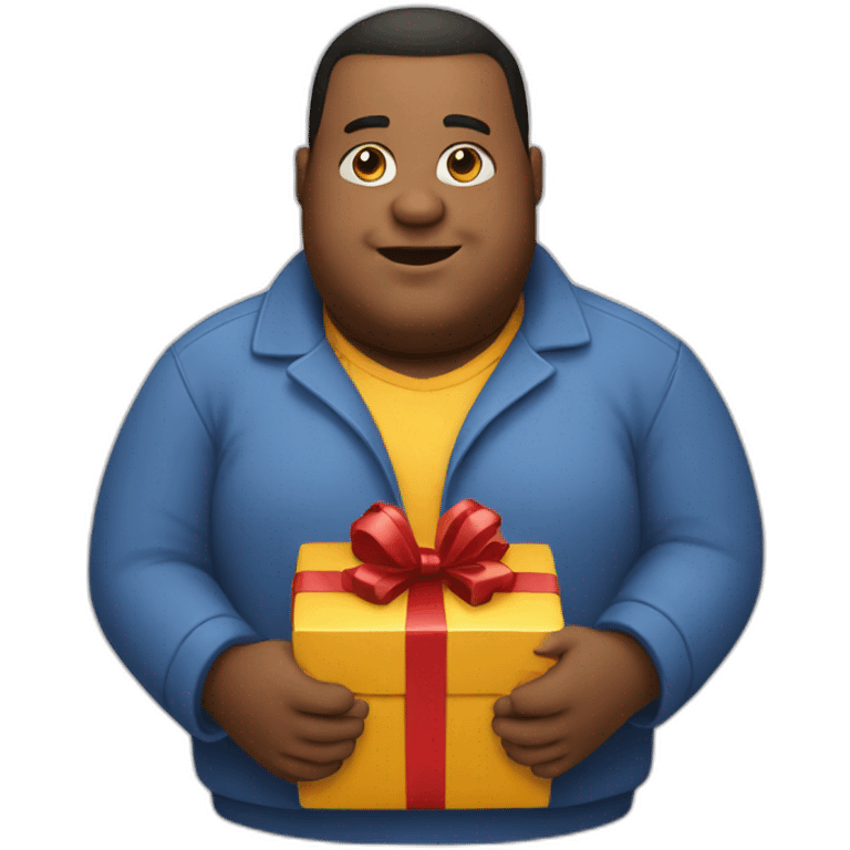 Fat man holding a gift emoji