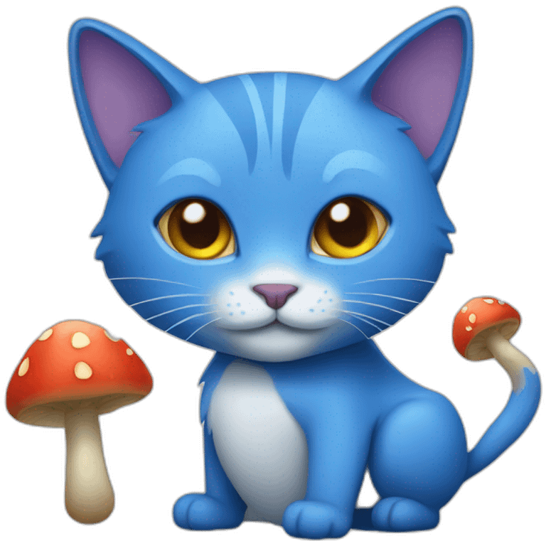 Blue cat with a mushroom emoji