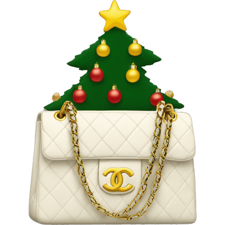 Chanel bag with Christmas tree emoji