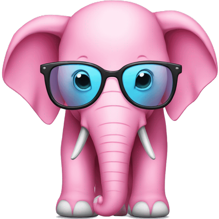 Pink elephant whit blue jean and black glasses emoji