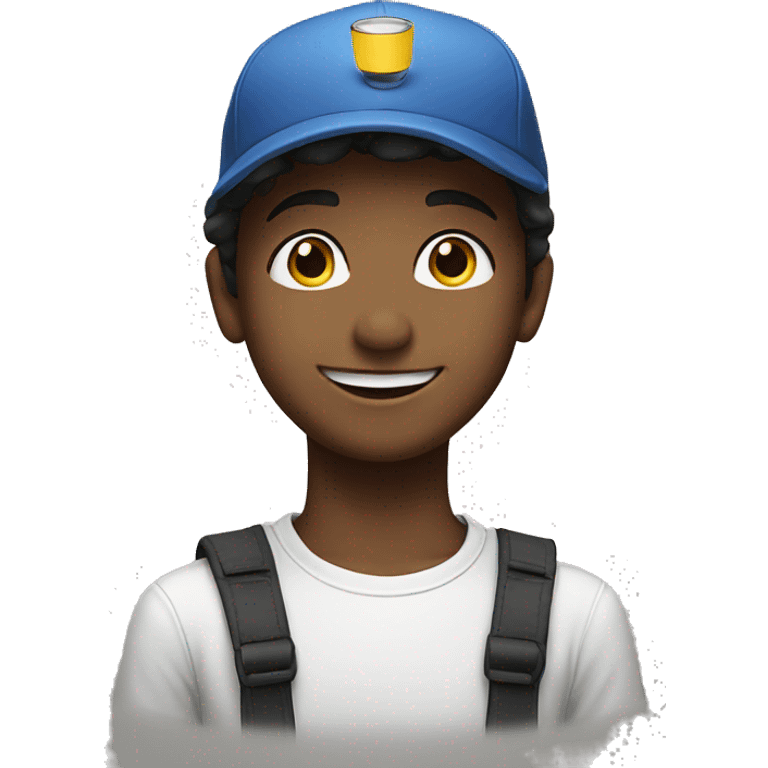 smiling boy portrait with cap emoji