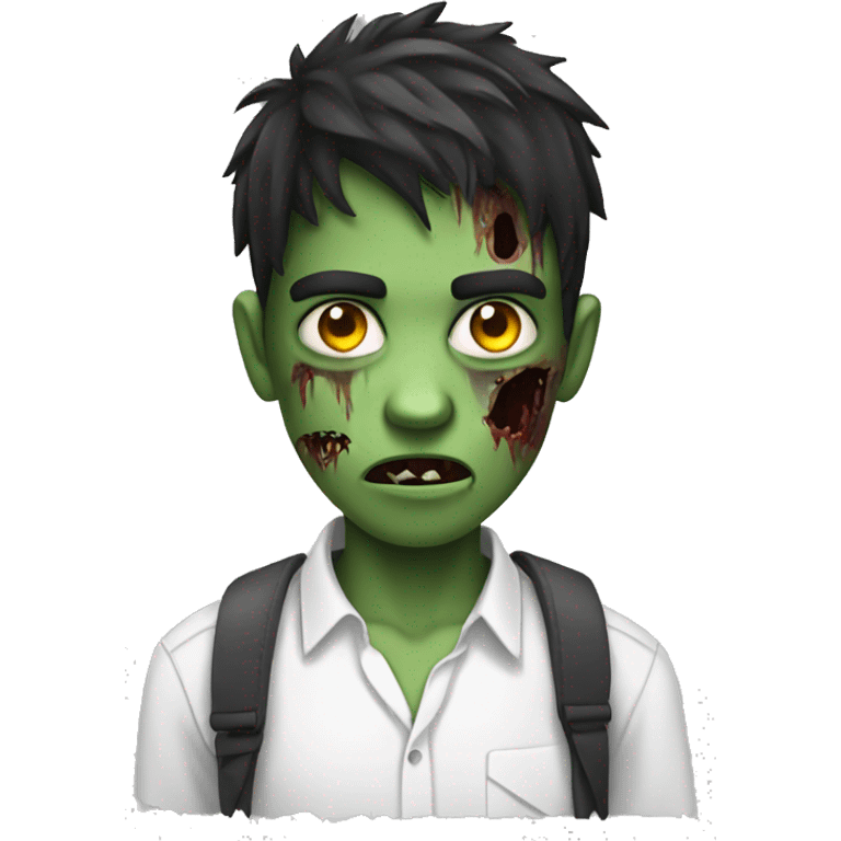 teen boy zombie with dark hair and white shirt emoji