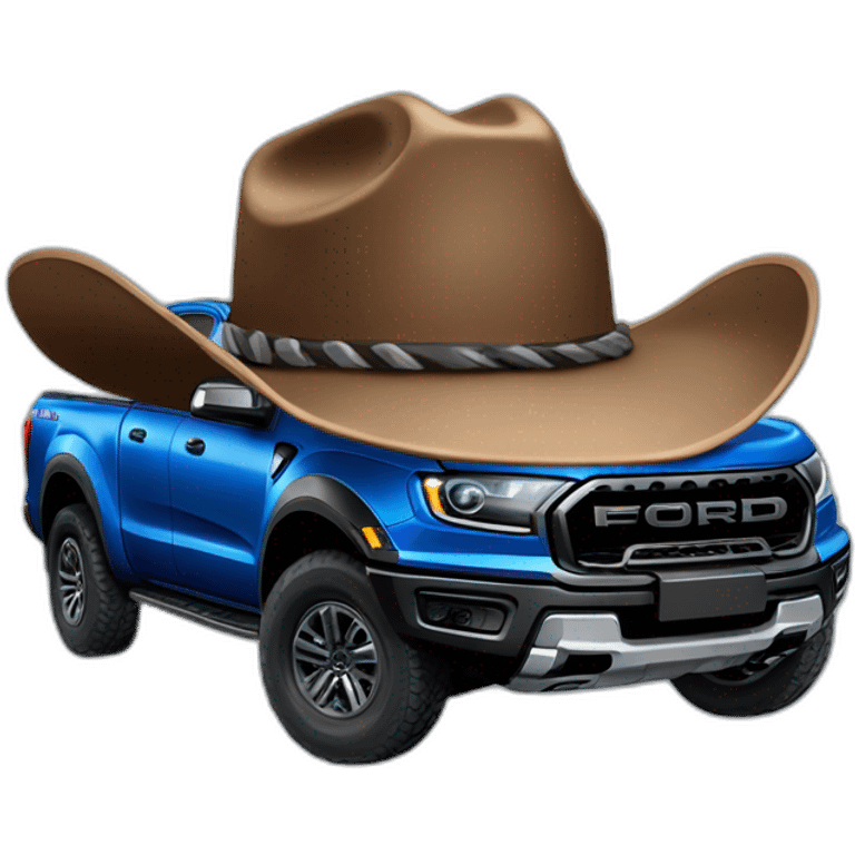 blue ford ranger raptor cowboy hat emoji